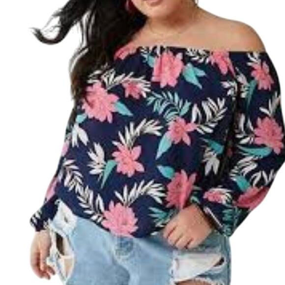 Forever 21 Floral Off-The-Shoulder Top - Size 3X - Picture 1 of 5